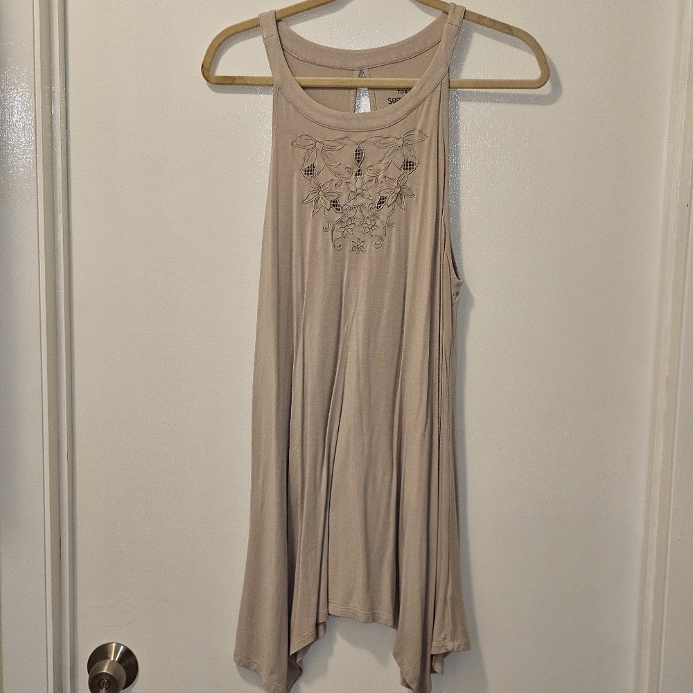 Torrid Tan Embellished Asymmetrical Tank Top